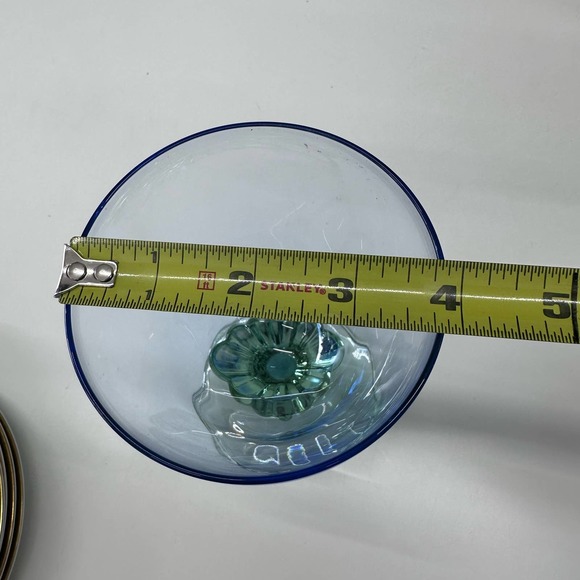 Bormioli Rocco Bahia Pattern Crystal Champagne Goblet Glass Stem Green Blue - Picture 8 of 9